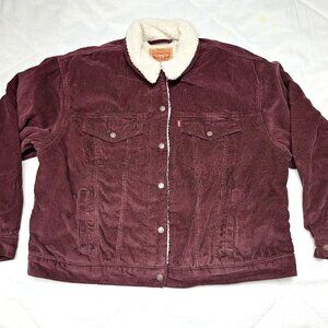 LEVIS Sherpa Lined Corduroy Womens Snap Jacket Size 1X (14-16)